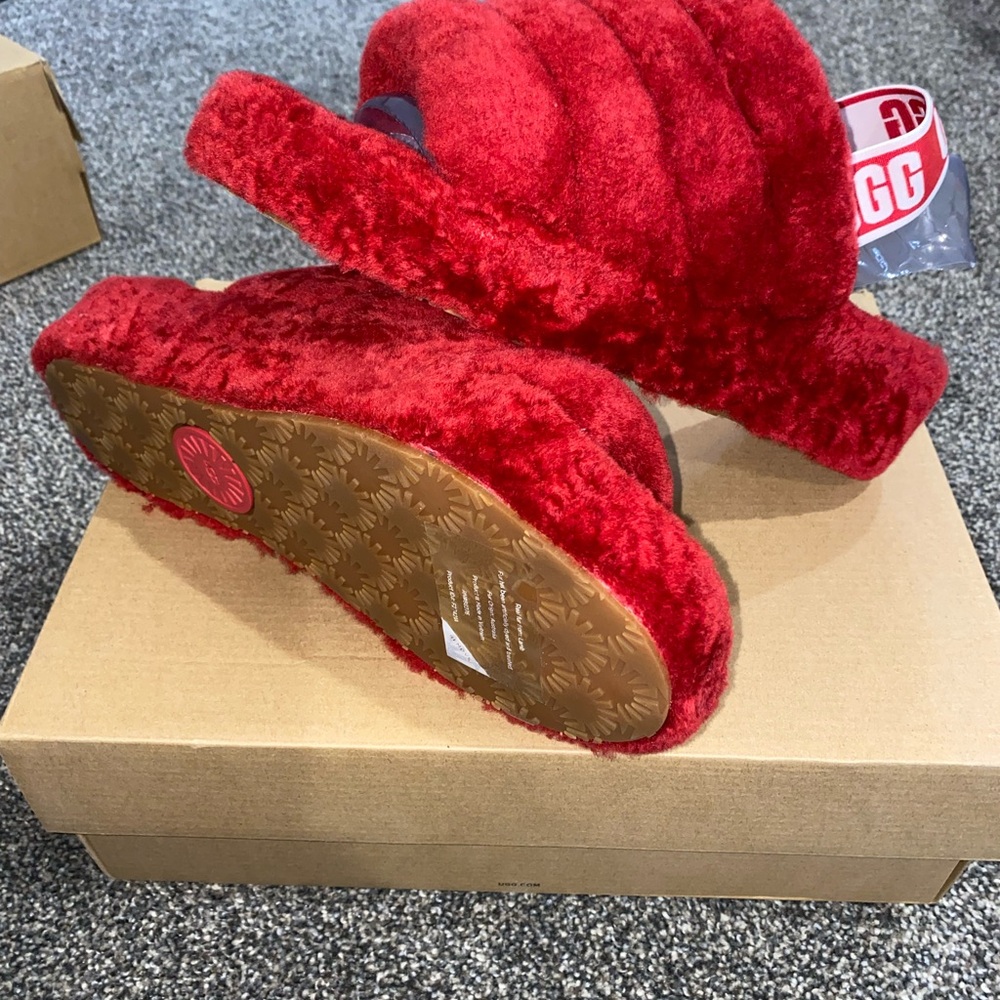 UGG Red Slippers with Textured Soles